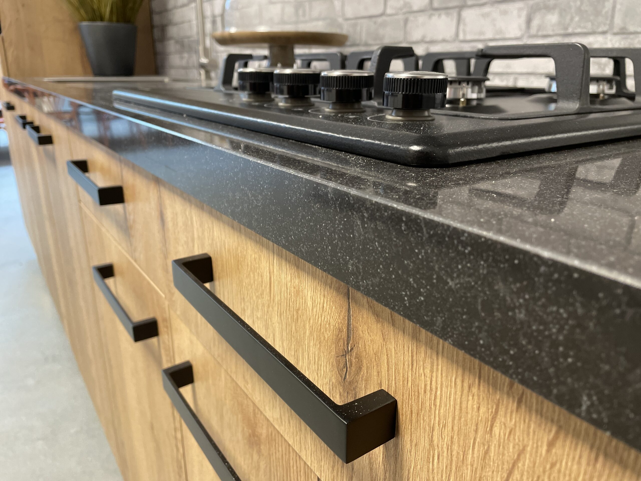 Zwarte Houtstructuur Gezellige Zwart Houtlook Keuken